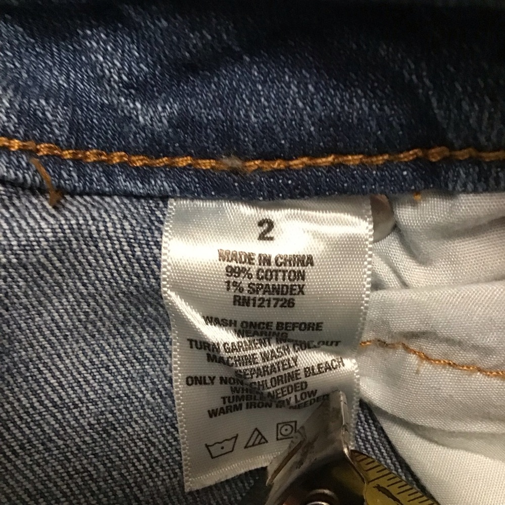 Aeropostale Ankle Straight Jeans. Distressed,Frayed Hem, Color Blocking.  Sz 2 - Picture 6 of 11